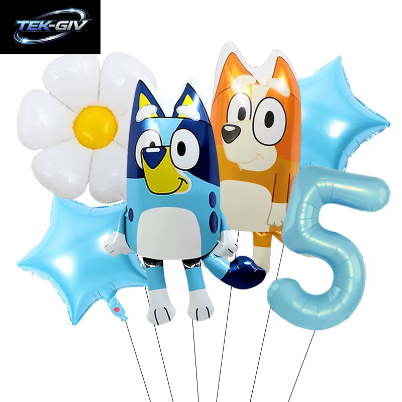 Anime Bluey Bingo Themen-Folienballons Set Latexballons Kindergeburtstag Party Dekoration Babyparty Zahlenballon Globos