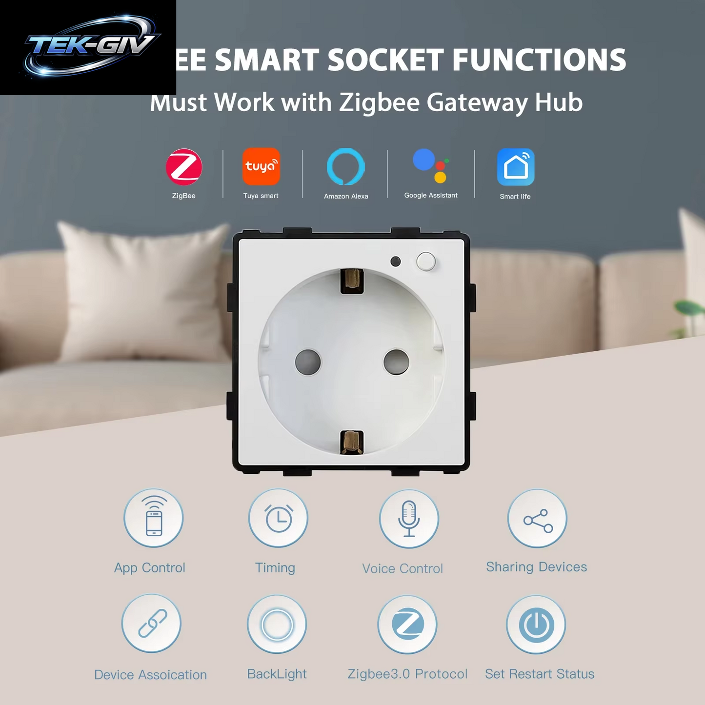 BSEED Zigbee Eu/Fr/Uk/Universal Smart Steckdose Stecker Funktion Teile Mit Power Monitor Glas Rahmen DIY Teile Kostenlose Kombinieren