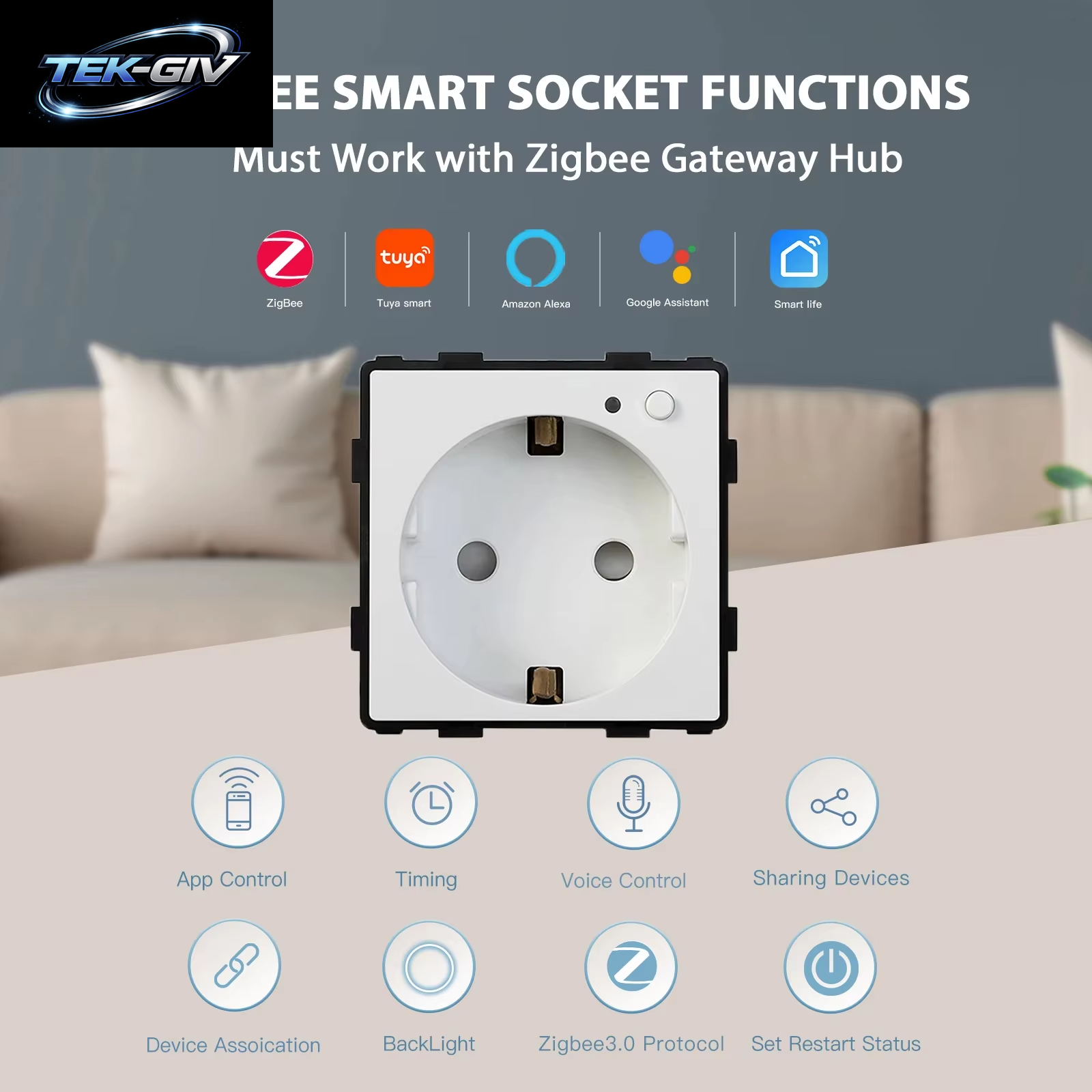 BSEED Zigbee Eu/Fr/Uk/Universal Smart Steckdose Stecker Funktion Teile Mit Power Monitor Glas Rahmen DIY Teile Kostenlose Kombinieren