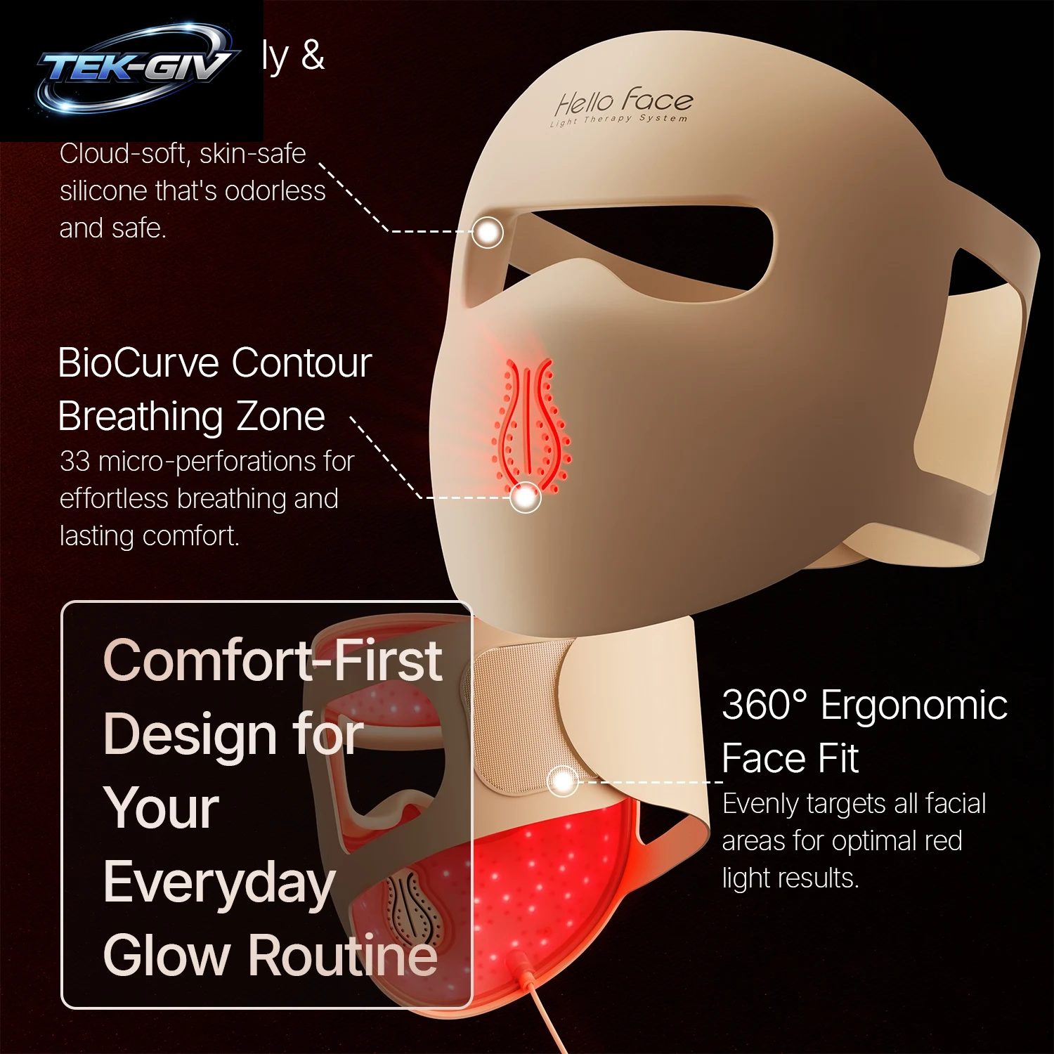 Hello Face M300 4D LED Lichttherapie Maske, 311 Leds, 4 Modi, Anti-Aging & Akne Pflege, Ergonomisches Silikon-Design, Gesichtsbehandlungsgerät Für Zuhause