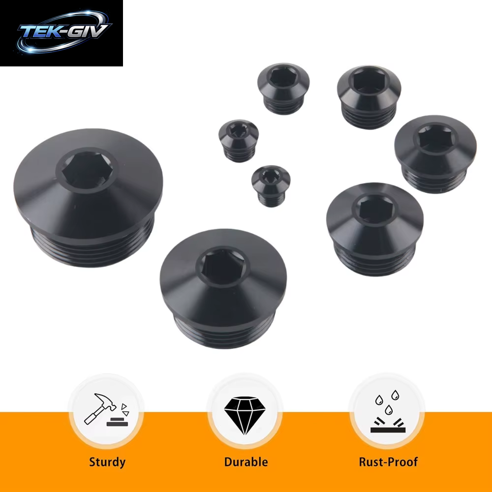 Aluminium AN3 AN4 AN6 AN8 AN10 AN12 AN16 AN20 ORB Sockel Sechskant O-Ring Boss Stecker SCHWARZ