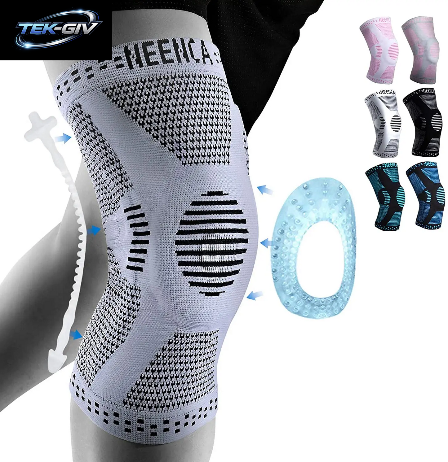 NEENCA Kupfer-Kniebandage, Kniestütze Mit Patella-Gel-Pad Und Seitenstabilisatoren Für Knieschmerzen, Sport, Arthritis, ACL, Linderung Von Gelenkschmerzen
