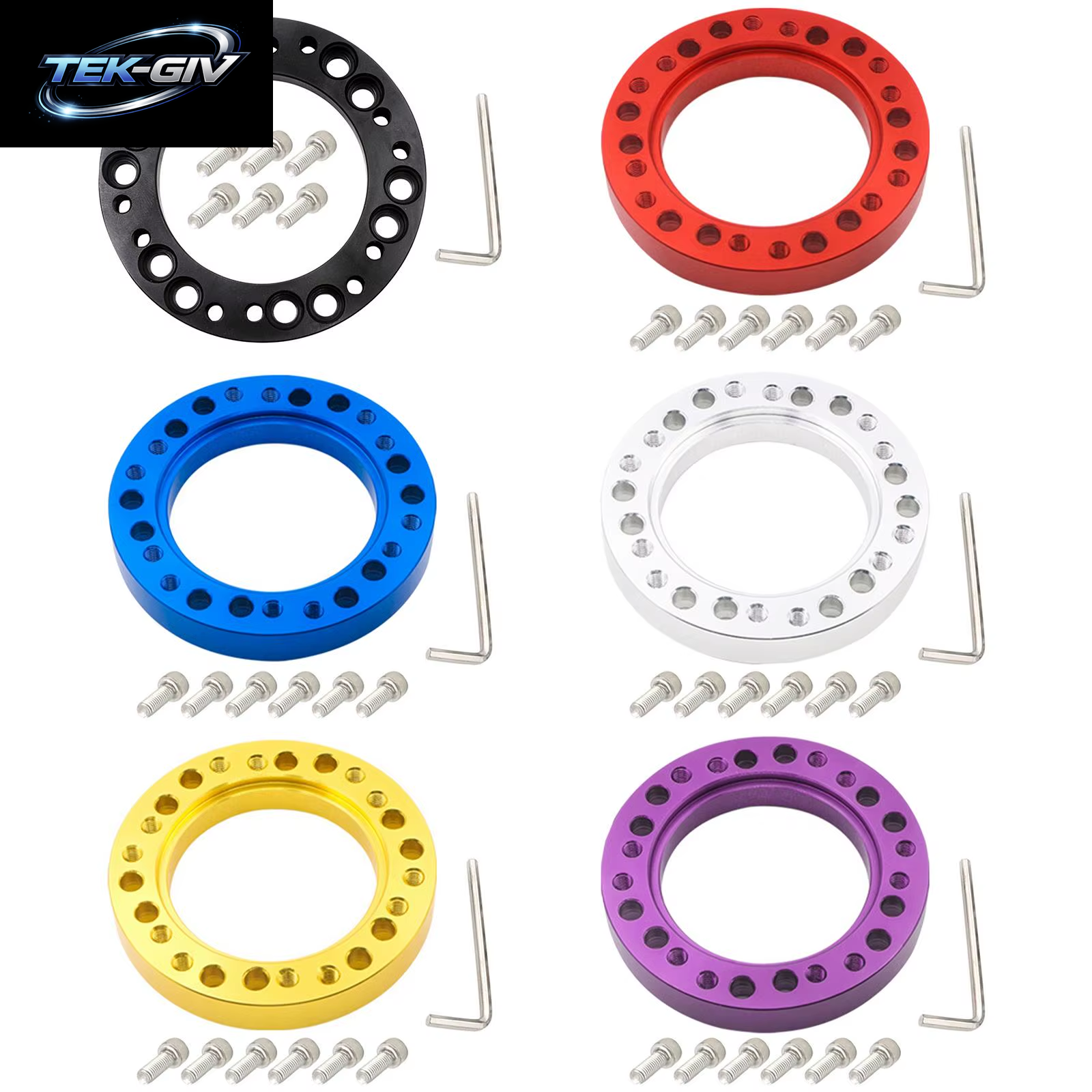 Aluminium Auto Lenkradnabe Adapter Spacer Pad Mit 6 Schrauben Fahrzeugteile Räder Zubehör Umwandlung Spacer Rennwagen
