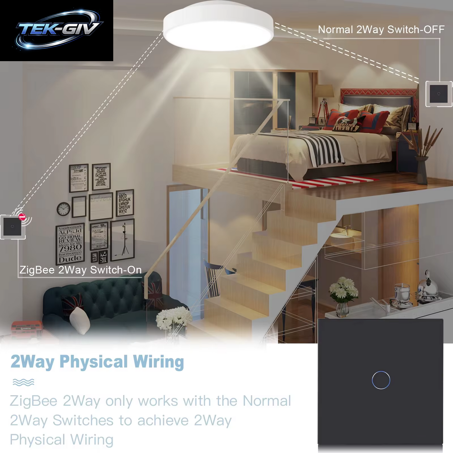 BSEED Zigbee Schalter 1/2/3Gang 2Way Verdrahtung Smart Touch Licht Schalter Wand Sensor Schalter Tuya APP Smart Leben Google Alexa