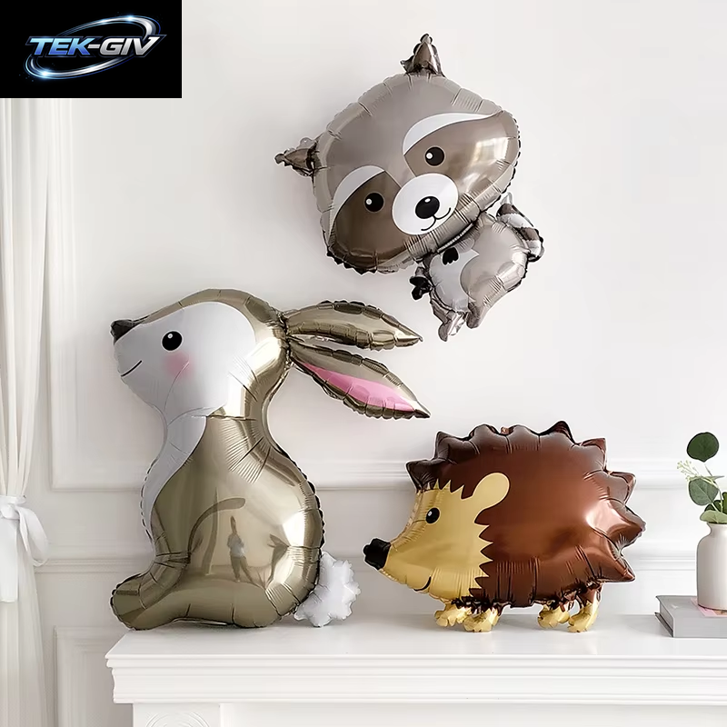 Cartoon Tier Kaninchen Hirsch Folienballon Kinder Geschenke Geburtstag Party Dschungel Tier Thema Dekoration Eichhörnchen Fuchs Bär Helium Globos