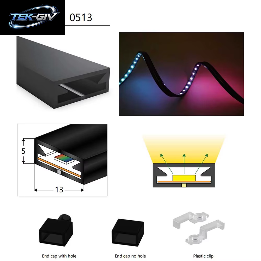 0,5 M-5 M Schwarze Led-Neon-Diffusorröhre, IP67, Wasserdicht, Weiche Silikonhülle Für Adressierbare Rgb-Lichtleisten, Heimdekoration Im Freien