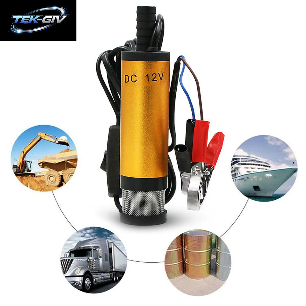 Tragbare 12/24V Kraftstoff Transfer Pumpe Diesel Öl Wasser Tauch Elektrische Motor Für Auto Camping Angeln Fleck Stahl Shell