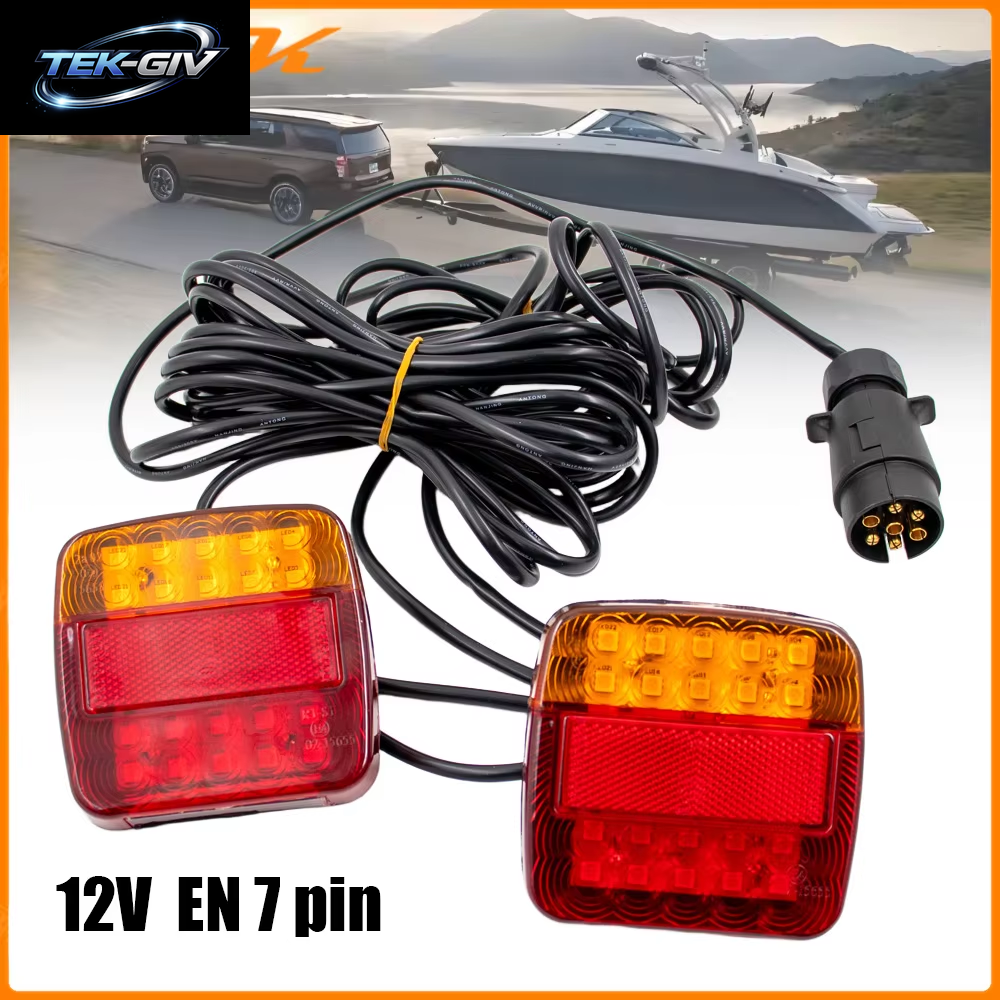 1Set 12V Hinten Abschleppen Anhänger Rücklicht LED 10M Kabel 7Pin Universal Brems Stop Wasserdichte Lizenz Nummer Platte Blinker Lampe
