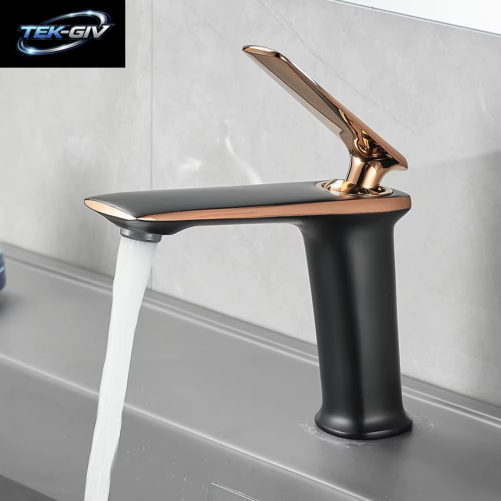 BAKALA Luxus Schwarz Rose Gold Waschbecken Wasserhähne Moderne Weiß Wasserhahn Badezimmer Luxus Becken Wasserhähne Heiß Kalt Wasser Waschbecken Mischbatterie