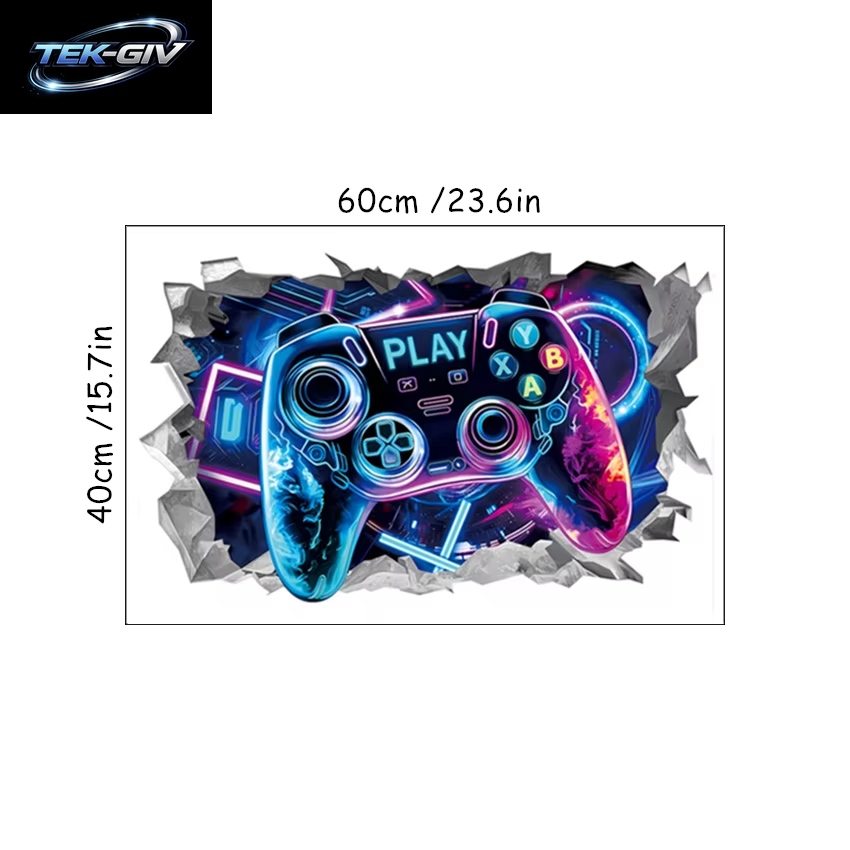 3D Broken Wall Hole Art Gamer Gamepad Vinyl Wandaufkleber Für Zuhause Kinderzimmer Junge Schlafzimmer Play Zone Dekoration Videospiel Poster