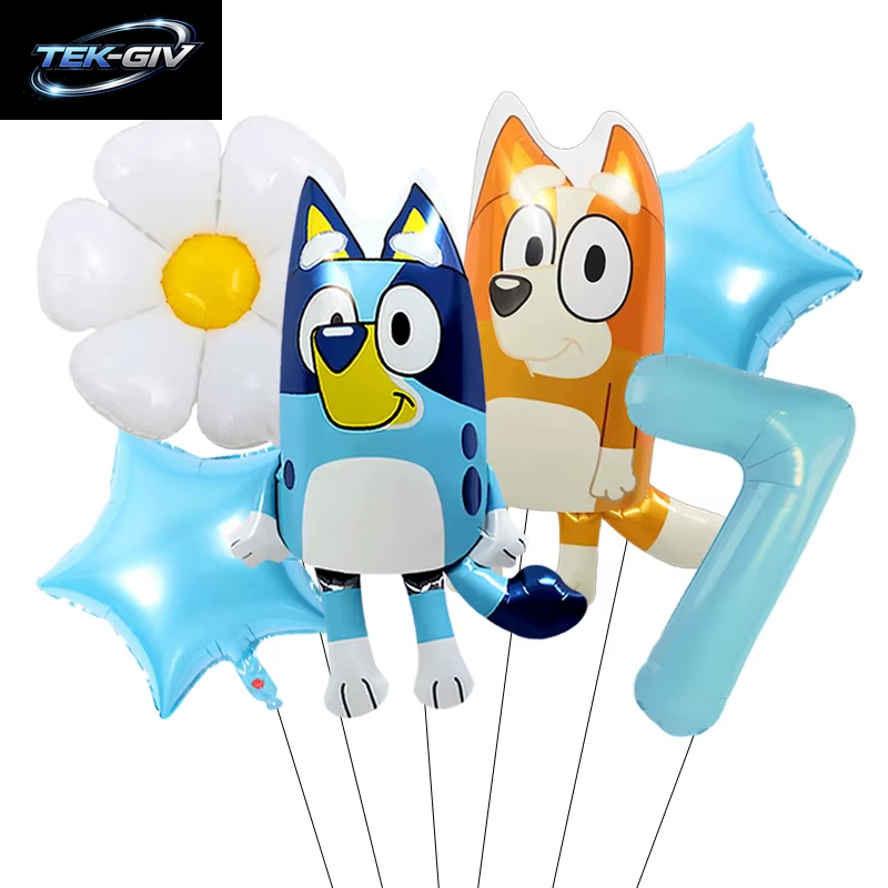 Anime Bluey Bingo Themen-Folienballons Set Latexballons Kindergeburtstag Party Dekoration Babyparty Zahlenballon Globos
