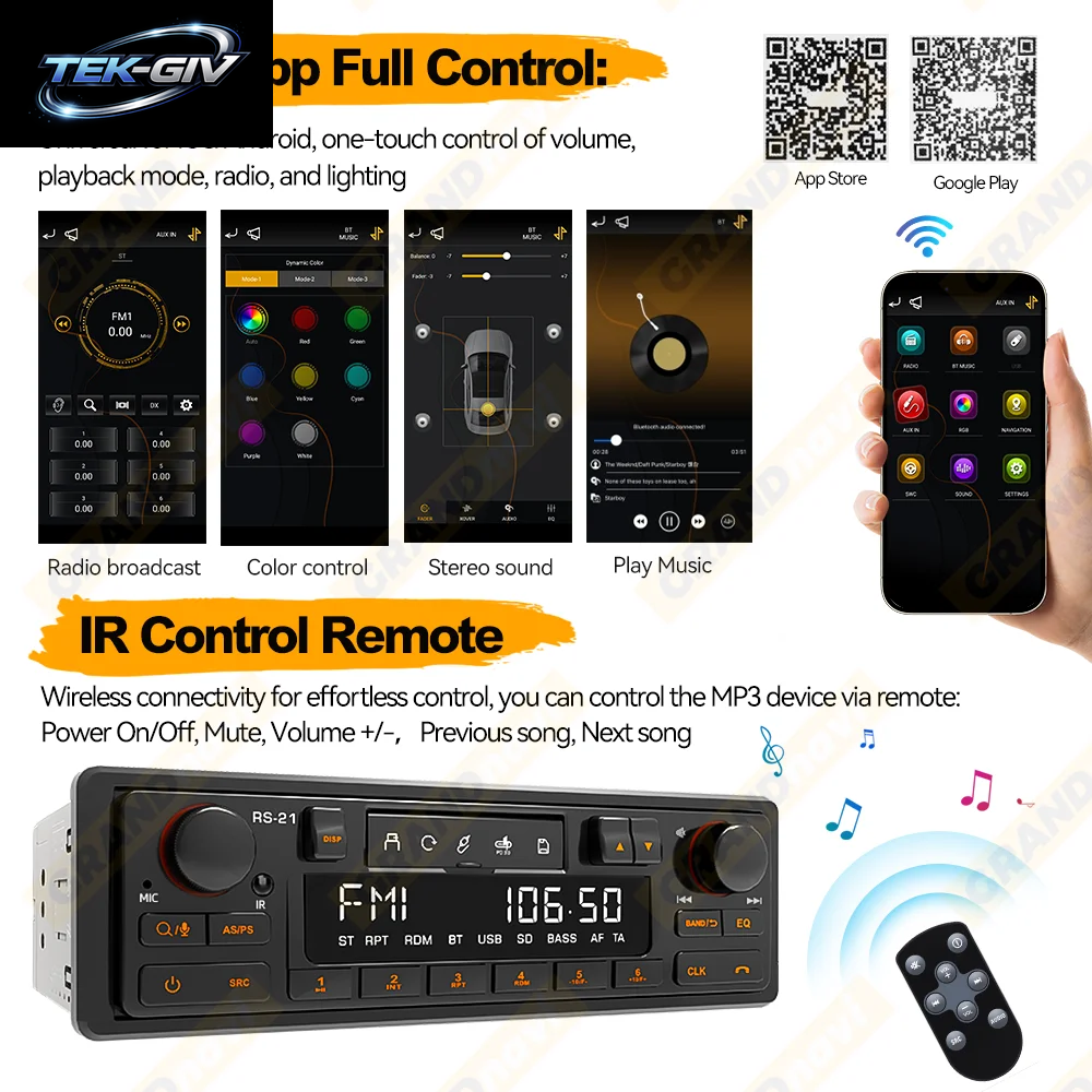1DIN Retro Autoradio Mp3-Player Stereo Bluetooth FM AM RDS Unterstützung QC3.0 Für Porsche VW Benz BMW Land Rover Audi Alfa Romeo