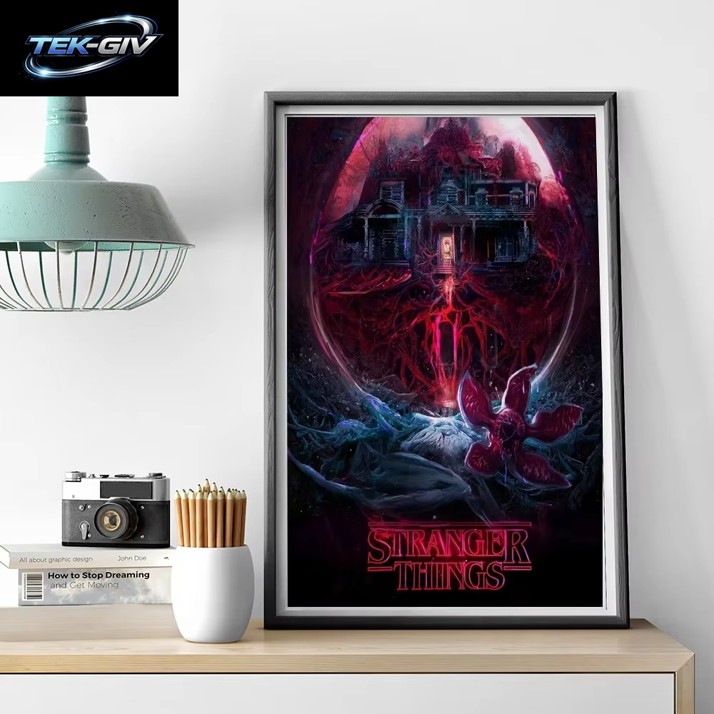 Tv-Drama Stranger T-Things Poster Selbstklebende Kunst Wasserfester Papieraufkleber Kaffeehaus Bar Zimmer Wanddekoration