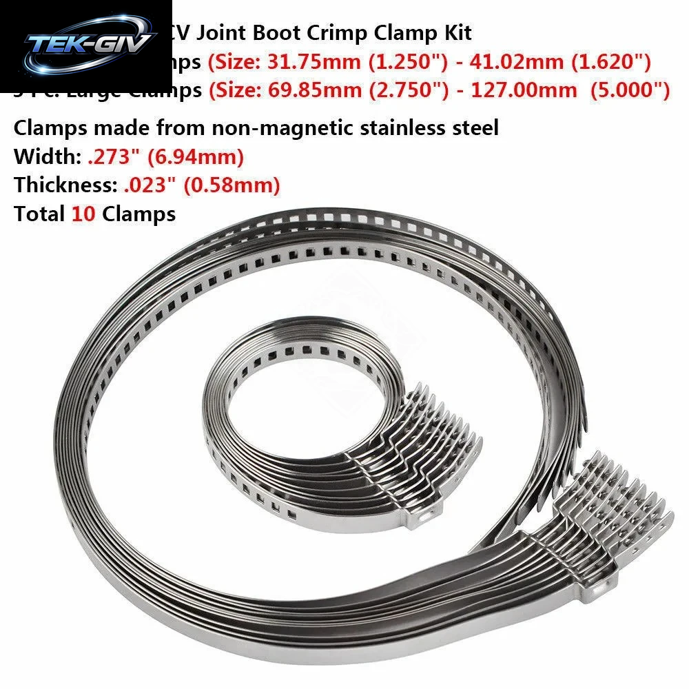 10Pcs Achse CV Joint Boot Klemmen Kits Edelstahl Antriebswelle CV Boot Klemmen Einstellbar 32-41Mm 70-127Mm Auto Zubehör