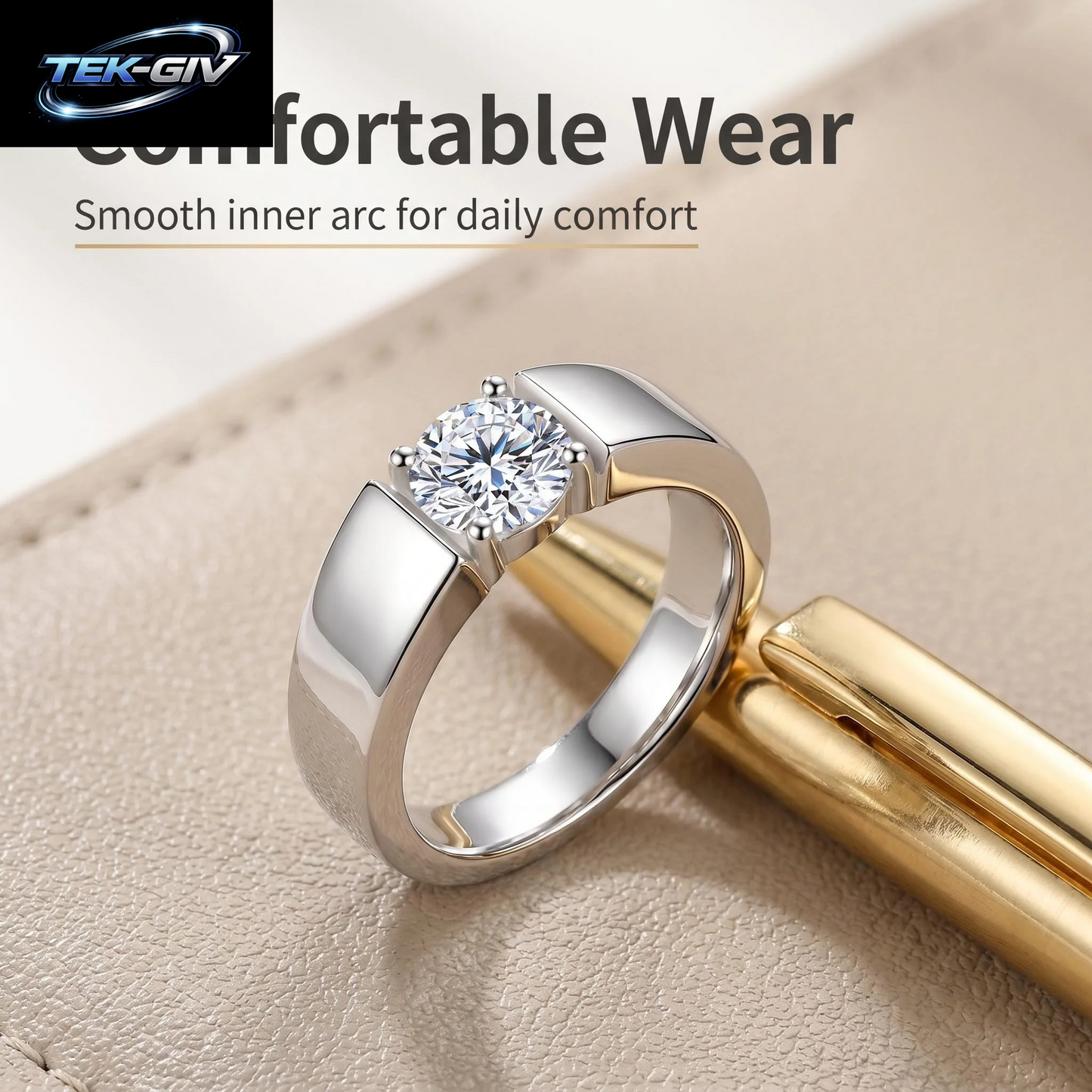 0,5-2CT D-Farbiger Moissanit-Ring Für Damen Und Herren, 925Er Silber, Passend Zum Ehering, Braut-Sterlingsilber, Weißgold