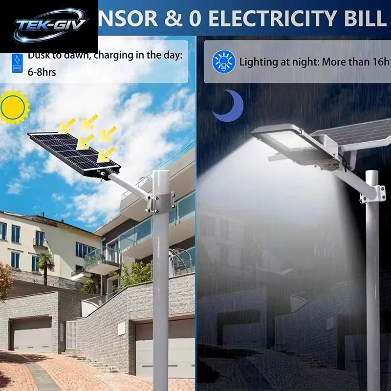 Aluminium 8000Mah High Power Solar Licht Outdoor Solar Straße Licht Wasserdichte Straße Licht Für Garage Garten Terrasse Wand Lampe