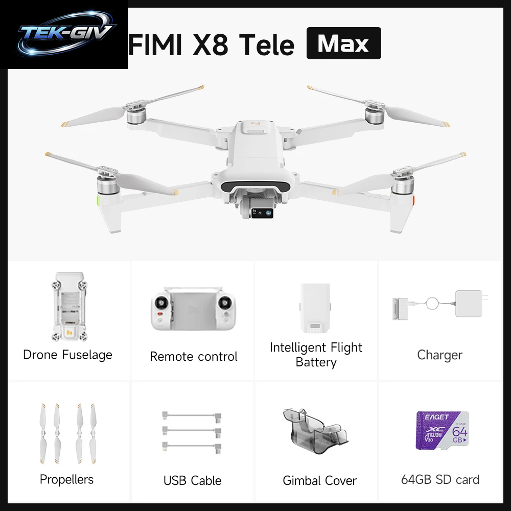 FIMI X8 Tele Max Neue Drohne Mit Weitwinkel-Telekamera, 30-Fachem Hybridzoom, 20 Km Reichweite, 4K 60Fps, 3-Achsen-Gimbal, GPS, Ki-Super-Nachtvideo