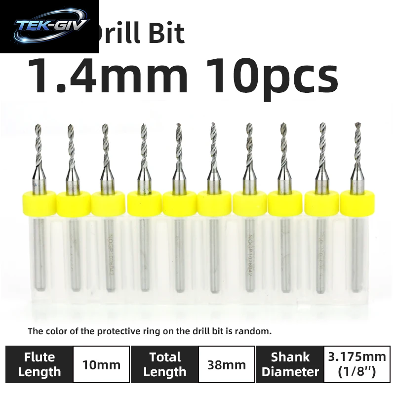 TOOLEYE 10-Teiliges Pcb-Bohrer-Set, Mikrobohrer, Leiterplatte, 1/8 Zoll Schaft, Mini-Cnc-Bohrer, 0,1–3,175 Mm Bohrwerkzeuge