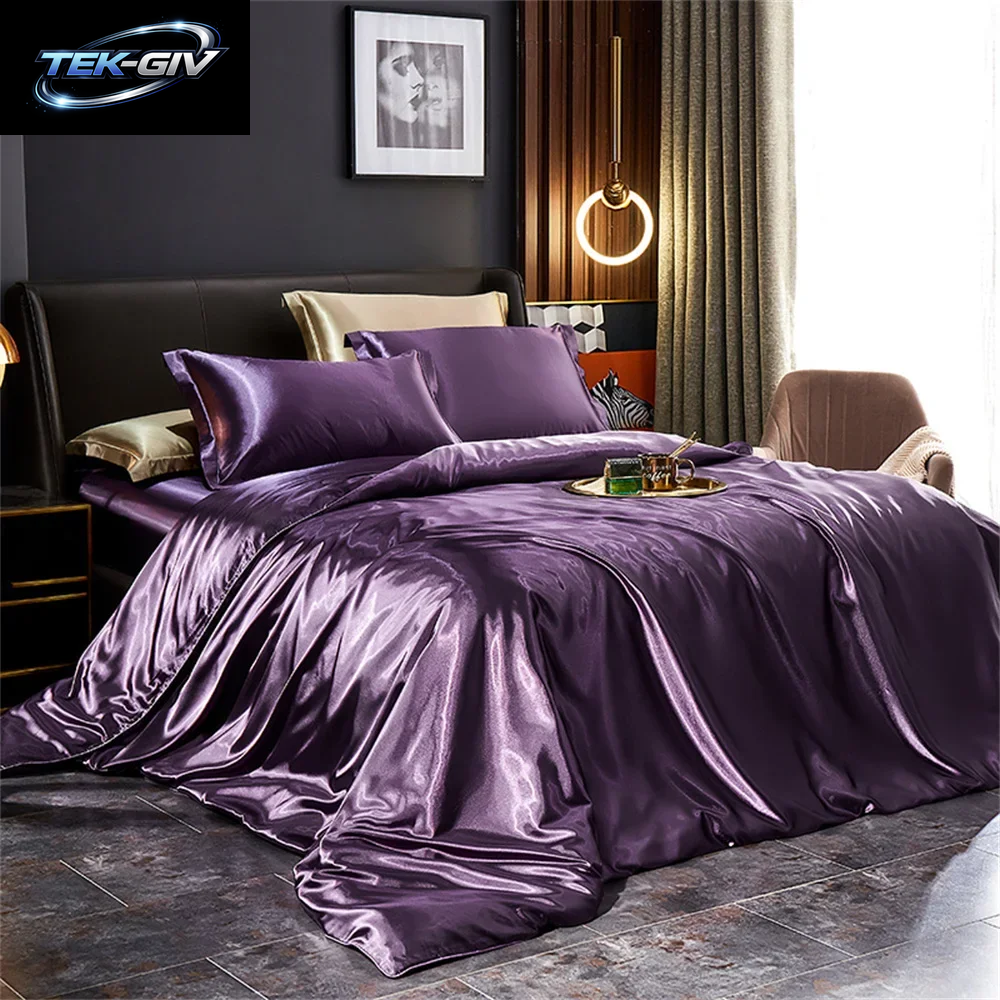 Bettwäsche-Set Aus Massiver Seide Mit Bettbezug, Bettlaken, Kissenbezüge, Luxuriöser Satin, Einzelbett, Doppelbett, Bettlaken, King-Size-Bett, Queen-Size-Bett