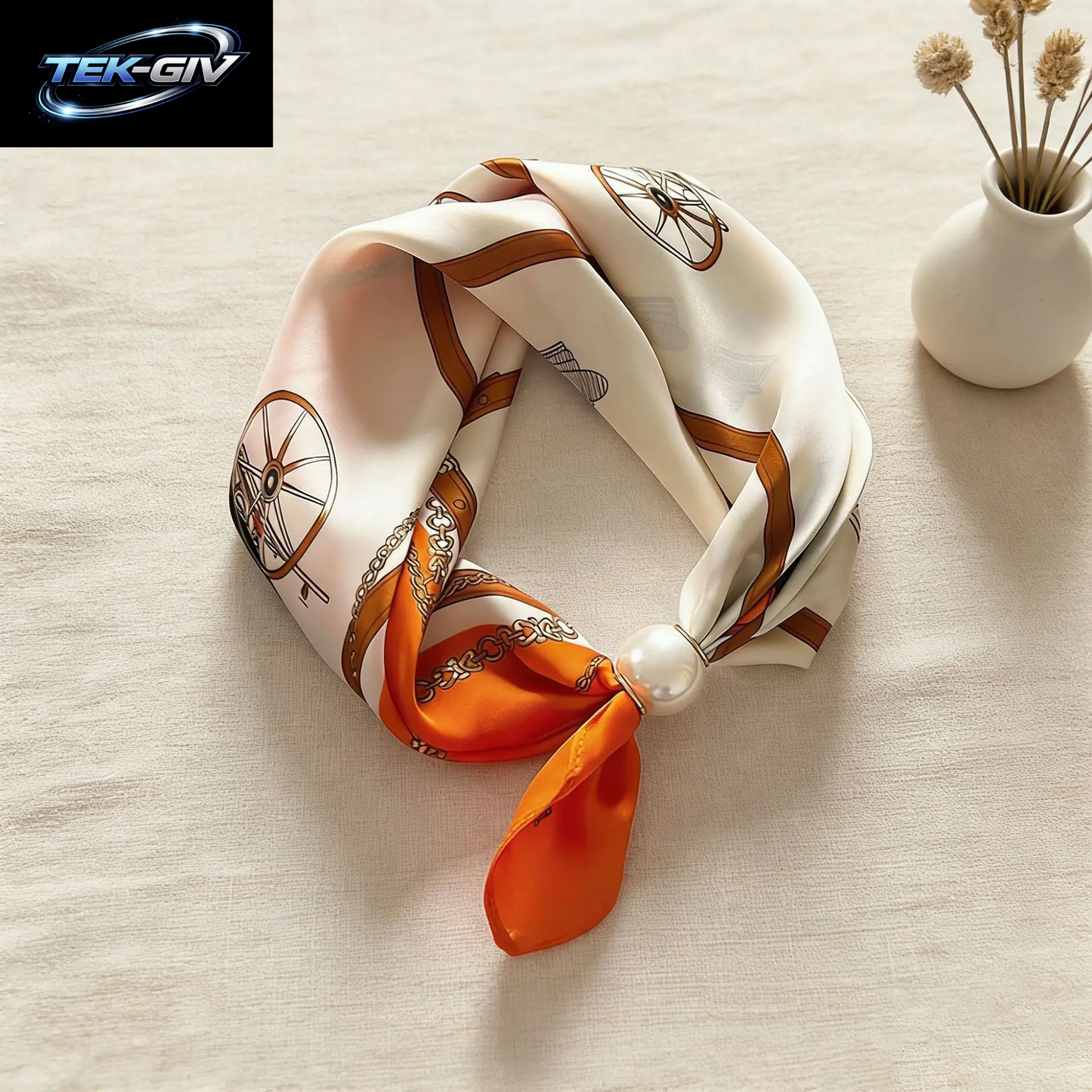 Schal-Kette Aus Seide Mit Magnetischem Anhänger, Dünner Perlen-Halstuch-Verschluss, Haarband, Schleifenband, Foulards Für Damen, Luxusmarken