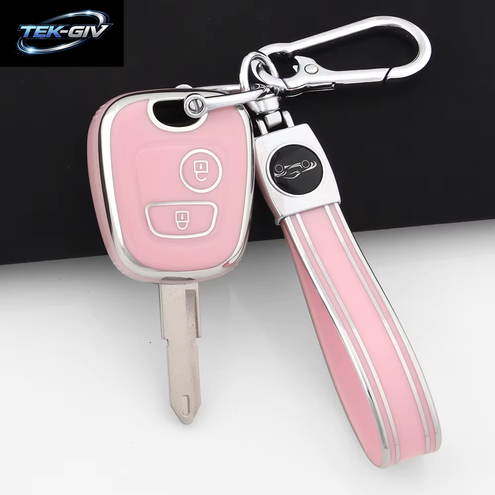 Rosa TPU Auto Fernbedienung Smart Key Fall Abdeckung Shell Fob Schlüsselbund Für Peugeot 107 206 207 307 Für Citroen C1 C2 C3 C4 Für Toyota Aygo