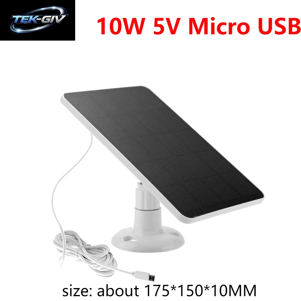 20/10 W Solarpanel Micro USB & USB-C Port Solarladepanel 9,8 Fuß Ladekabel 360 ° Einstellbare Montage Für Überwachungskamera