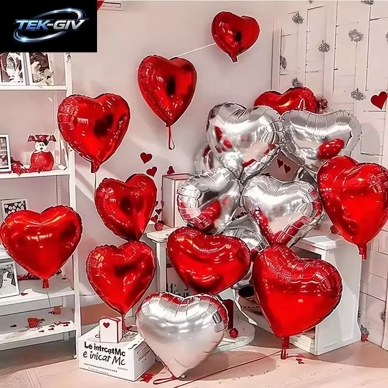 60-5PCS Rote Herz Folien Ballons Aufblasbare Helium Ballon DIY Geburtstag Party Ornamente Für Valentinstag Hochzeit Party Geschenke