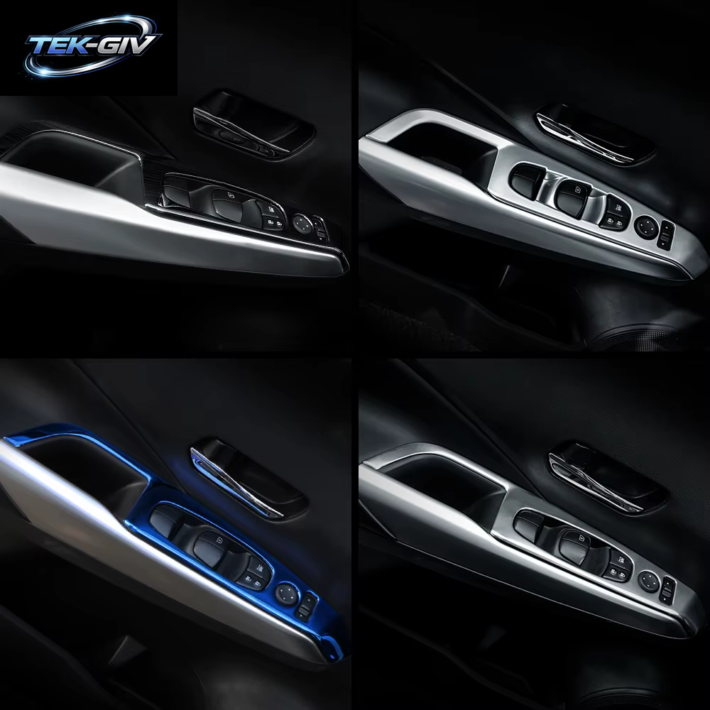 4Pcs Auto Tür Armlehne Fensterheber Schalter Taste Panel Abdeckung Trim Aufkleber Für Nissan Kicks 2017 - 2023 LHD Innen Zubehör