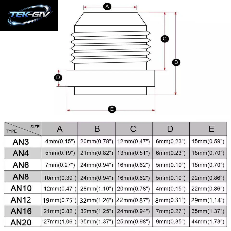 AN20 AN16 AN12 AN10 AN8 AN6 AN4 AN3 Stecker Billet 6061T6 Schweißgelenk Aus Aluminiumlegierung Ein/Schweiß-In-Anschlussstopfen