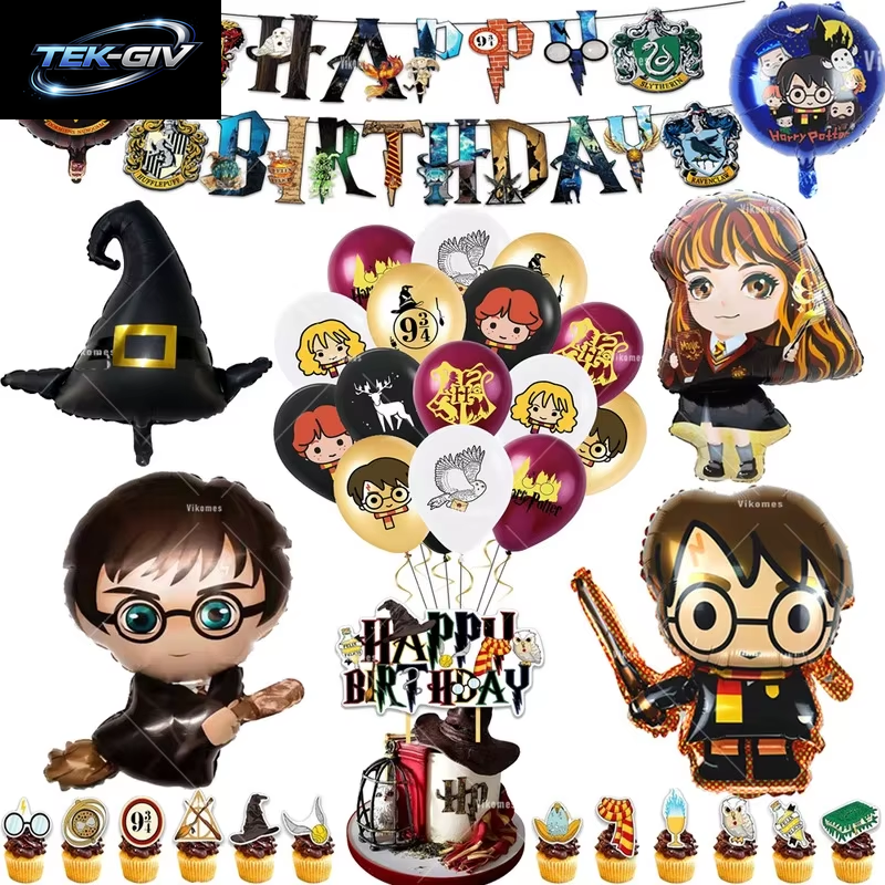 Harry Potter Ballon Hogwarts Hintergrund Eule Schule Happy Birthday Banner Party Dekoration Tortendekoration Einweg-Tischgeschirr