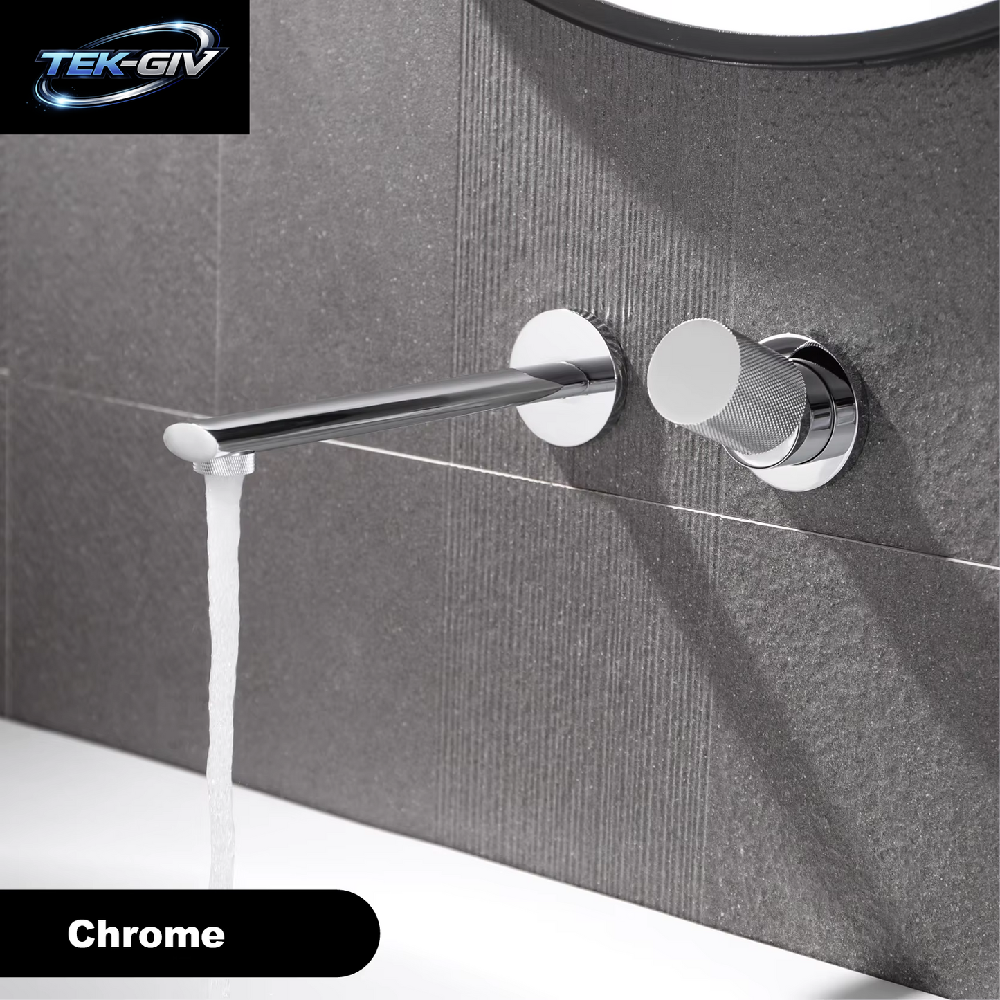 Luxuriöser, an Der Wand Montierter Badezimmerhahn Aus Gebürstetem Goldmessing Mit Einstellbarem Wasservolumen. Eingebettetes Design Für Warm- Und Kaltwasser-Waschtischarmaturen