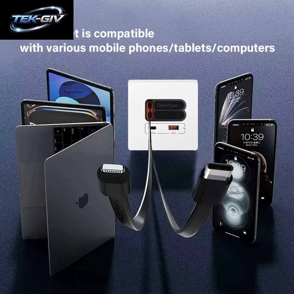 EU Universal 20W USB C Smart Steckdose Panel Mit Dual Typ-C Schnellladeanschlüssen Steckdose, Handy-Lade-Typ-C-Buchse
