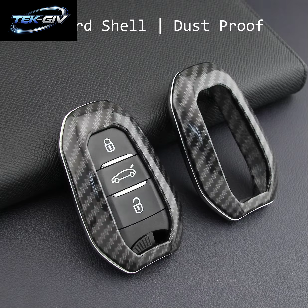 Carbon Fiber Smart Key Fob Abdeckung Fall Kette Ring Für Peugeot 308 508 2008 3008 5008 Citroen C3 C5 Aircross DS 9 3 7 Crossback