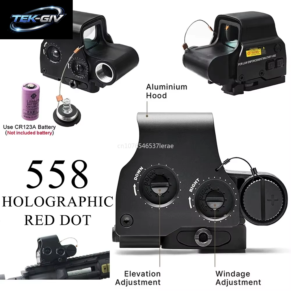 EOTECH 558 Holografisches Kollimator-Rotpunktvisier G43/G33 3X G45 5X Vergrößerungsglas Airsoft Jagdausrüstung Mit 20Mm Schienenmontage & Qd-Hebel