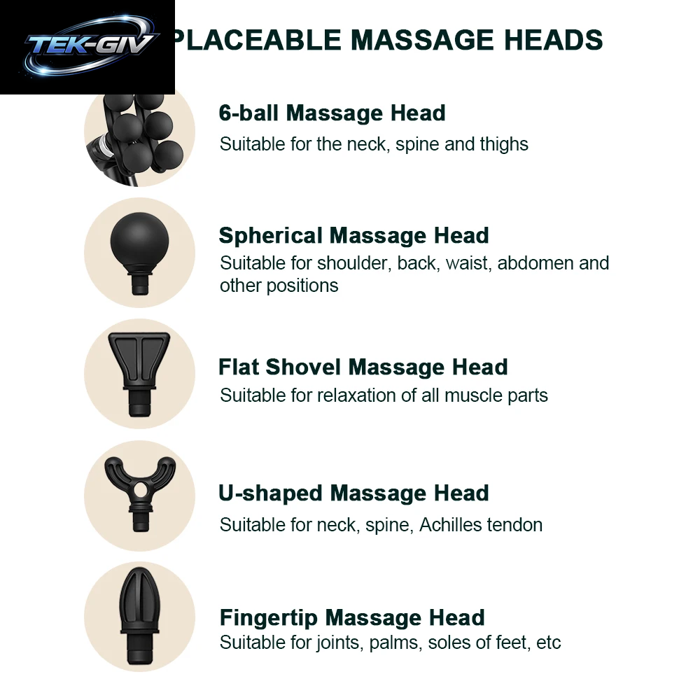 6-Kopf-Handmassagepistole Mit Hochfrequenzvibration Für Körper, Nacken, Schulter, Taille Und Rücken – Faszienmassagegerät