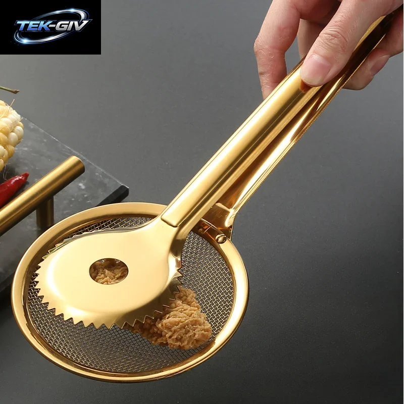 Gold Edelstahl Lebensmittel Clip Gebratene Lebensmittel Clip Kreative Steak Abfluss Filter Mit Filter Mesh Leckage Küchengeräte