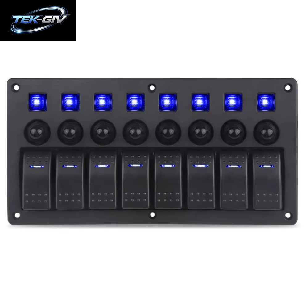 8-Gang-Wippschalter Für Boote Mit Leistungsschaltern, Led-Schalttafel, 12 V, 24 V, Für Boot, Wohnmobil, Wohnmobil, LKW, Zubehör