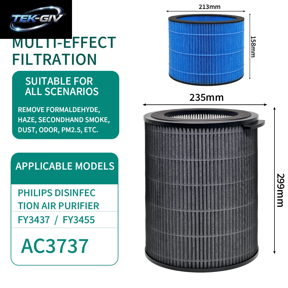 H13 PEPA, Anwendbar Für Philips Luftreiniger, Luftbefeuchter, 2-In-1, AC3737, Filtergitter Aus Kohlenstoffgewebe Mit FY3455/FY3437
