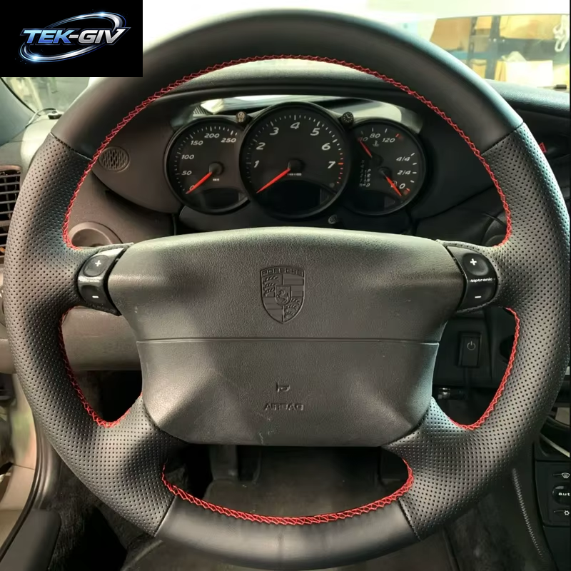 Handgenähter, Rutschfester, Atmungsaktiver Auto-Lenkradbezug Aus Echtem Leder Für Porsche 986 1998–2004 Diy-Autoinnenraum