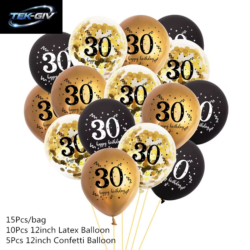 Schwarzgold 30 40 50 60 Jahre Geburtstag Latexballons Erwachsene Männer Frauen Alles Gute Zum Geburtstag Party Dekor Hochzeit 30. Jahrestag Zubehör