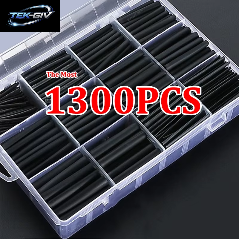 Schwarzes Schrumpfschlauch-Set, Thermobeständiger Schlauch, Schrumpfdraht, Verpackung, Elektrischer Anschlusskabel, Isolierhülsen, Schutz