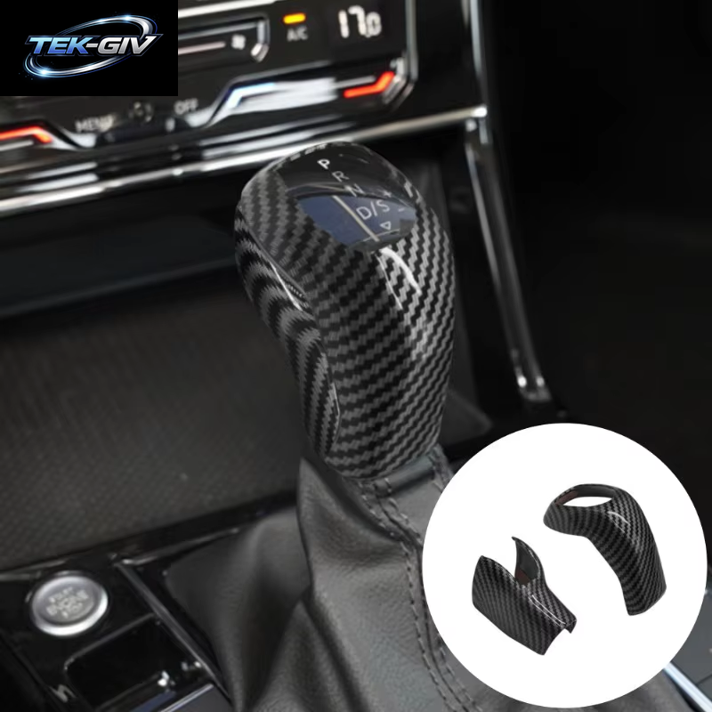 2 Stück Kohle Faser Abs Kunststoff Auto Schaltknauf Abdeckung Für Volkswagen Passat Sagitar Tacqua Tayron Polo plus Tcross Zubehör