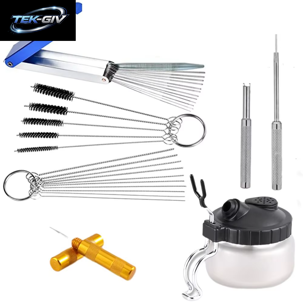 Airbrush Reiniger Set Vergaser Carbon Dirt Jet Entfernen Reinigungsnadeln Bürsten Reinigungswerkzeuge Für Automobil Motorrad Schläuche