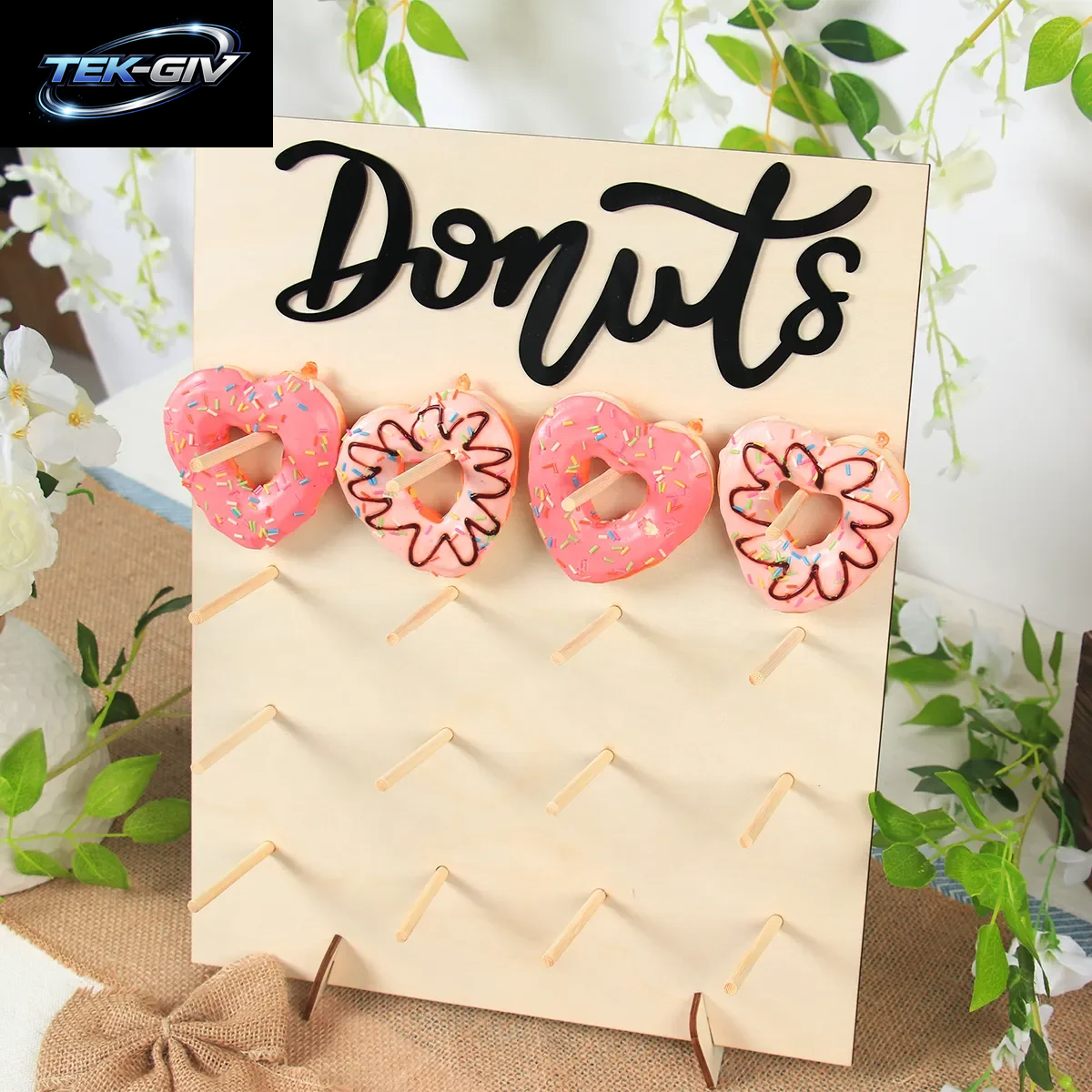 Holz Donut Wandständer Donut Party Dekoration Donut Halter Hochzeit Party Dekor Geburtstag Party Supplies Baby Shower