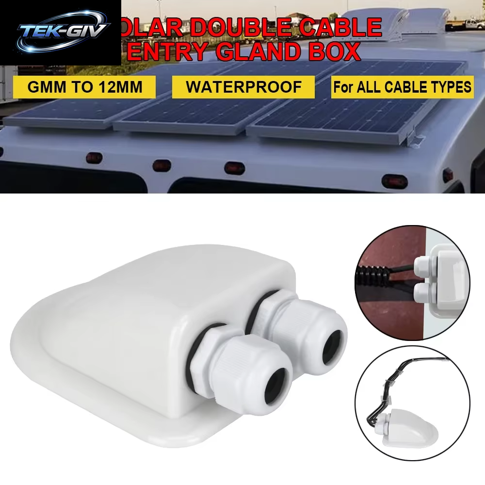 Caravan Solar Auto Anschlussdose Kabelzugang Verschraubungsbox Dach Drahtzugang Kabelverbinder Halter Dual Hole Camper Van