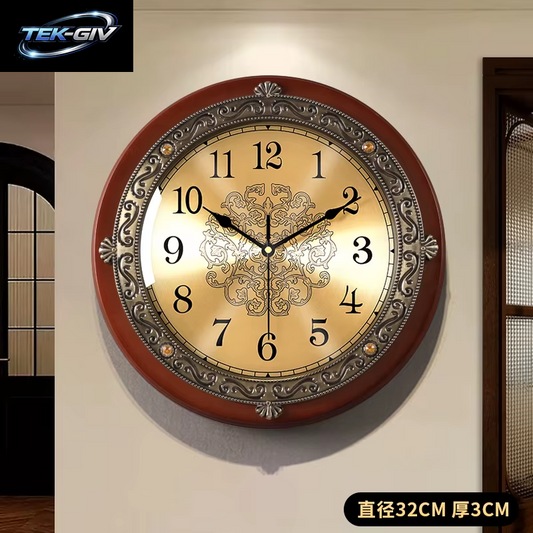Europäische Retro-Wanduhr Aus Massivem Holz Für Das Wohnzimmer, 2025, Neue Amerikanische Stille Uhr, Wandbehang, Licht, Luxus, Hoher Sinn