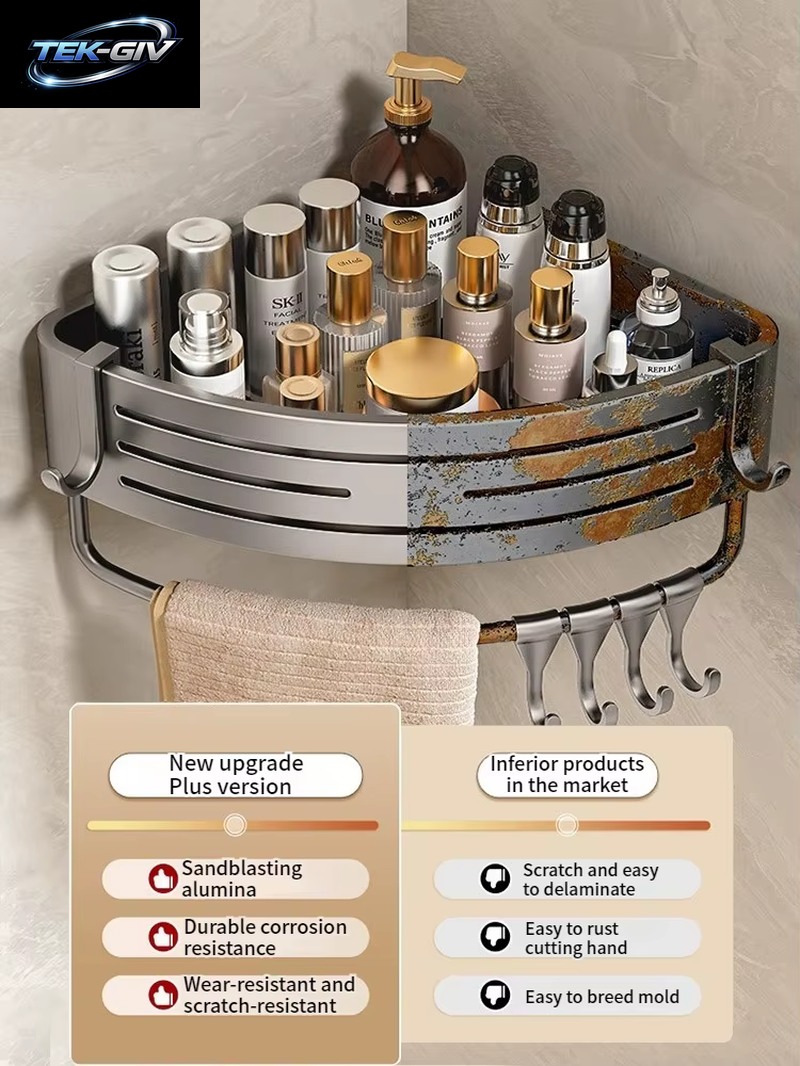Keine Notwendigkeit, Wand Zu Bohren Für Die Installation, Badezimmerregal Aus Aluminium, Shampoo-Regal, Aufbewahrungshalter, Küchen-Organizer, Wandregal