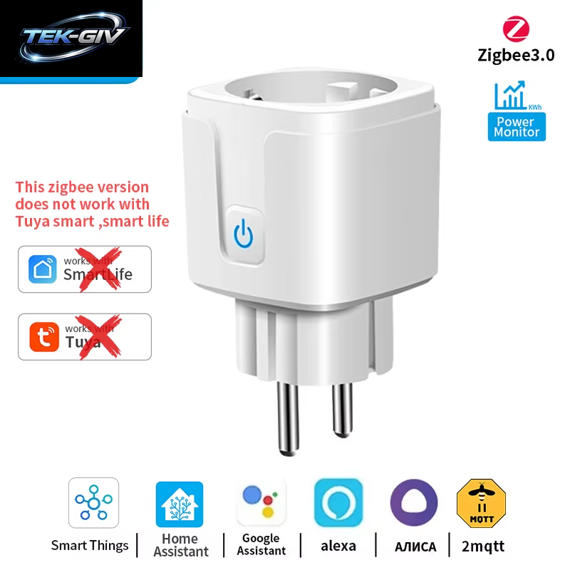 TNCE Tuya Wifi/Zigbee Smart Plug16A/20A EU Smart 2 Steckdosen in 1 Mit Stromüberwachung Und Timing-Funktion, Kompatibel Mit Alexa Und Google Home