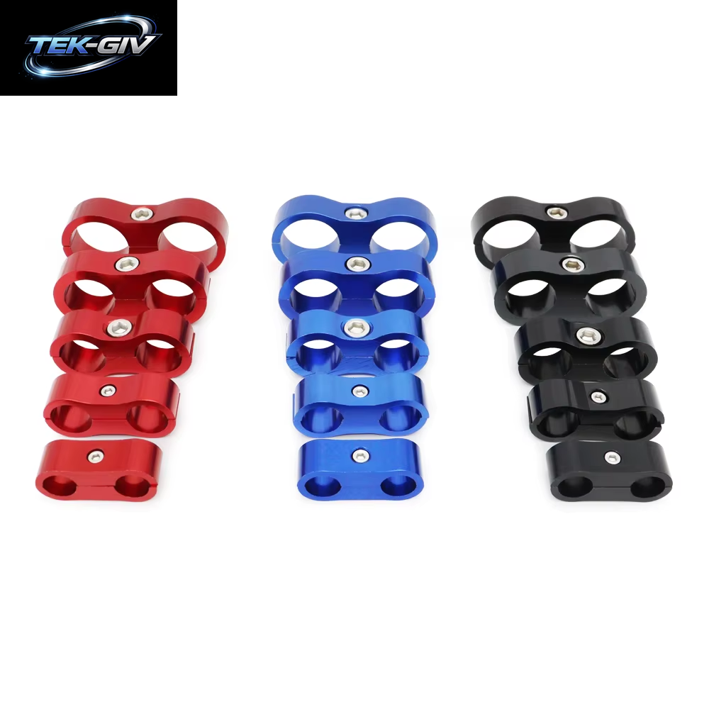 Schwarz/Rot/Blau AN4 AN6 AN8 AN10 AN12 Geflochtene Gummi-Schlauchleitungsklemme Aluminium Eloxierter Leitungsabscheider Separator Trennklemmensatz