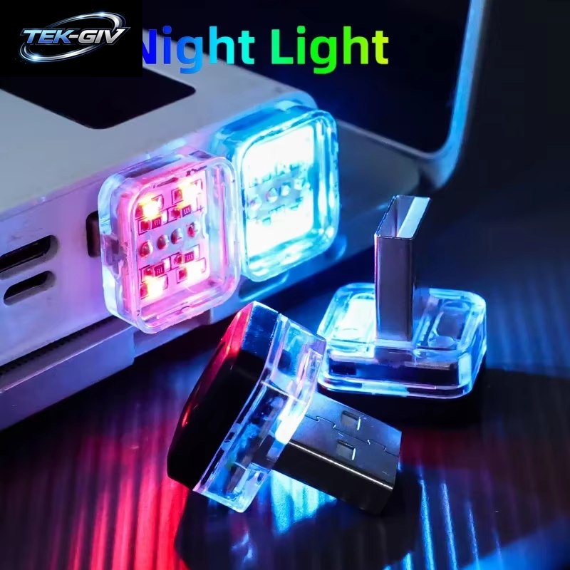 Mini USB LED Nachtlichter Auto Innen Atmosphäre Lampe Auto Dekoration Umgebungsbeleuchtung LED Neonlampe Auto 5V Plug & Play
